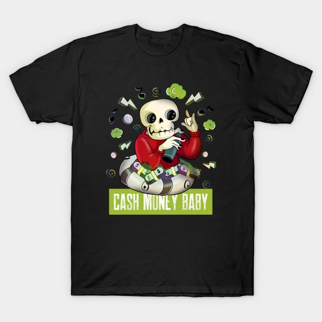 Awesome Skeleton Music Loving Sailor Cash Money Skull T-Shirt by Trendy Black Sheep